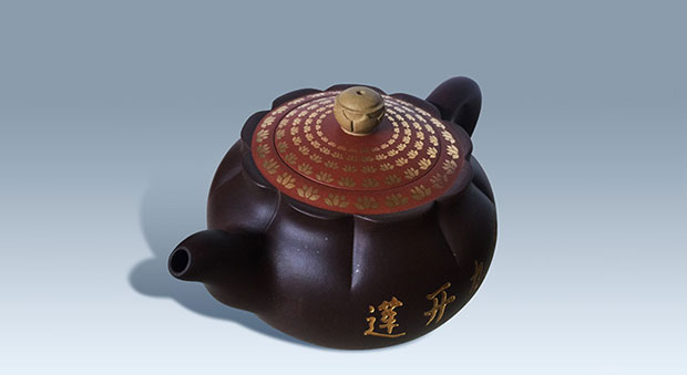 葛军莲花紫砂壶斜面图